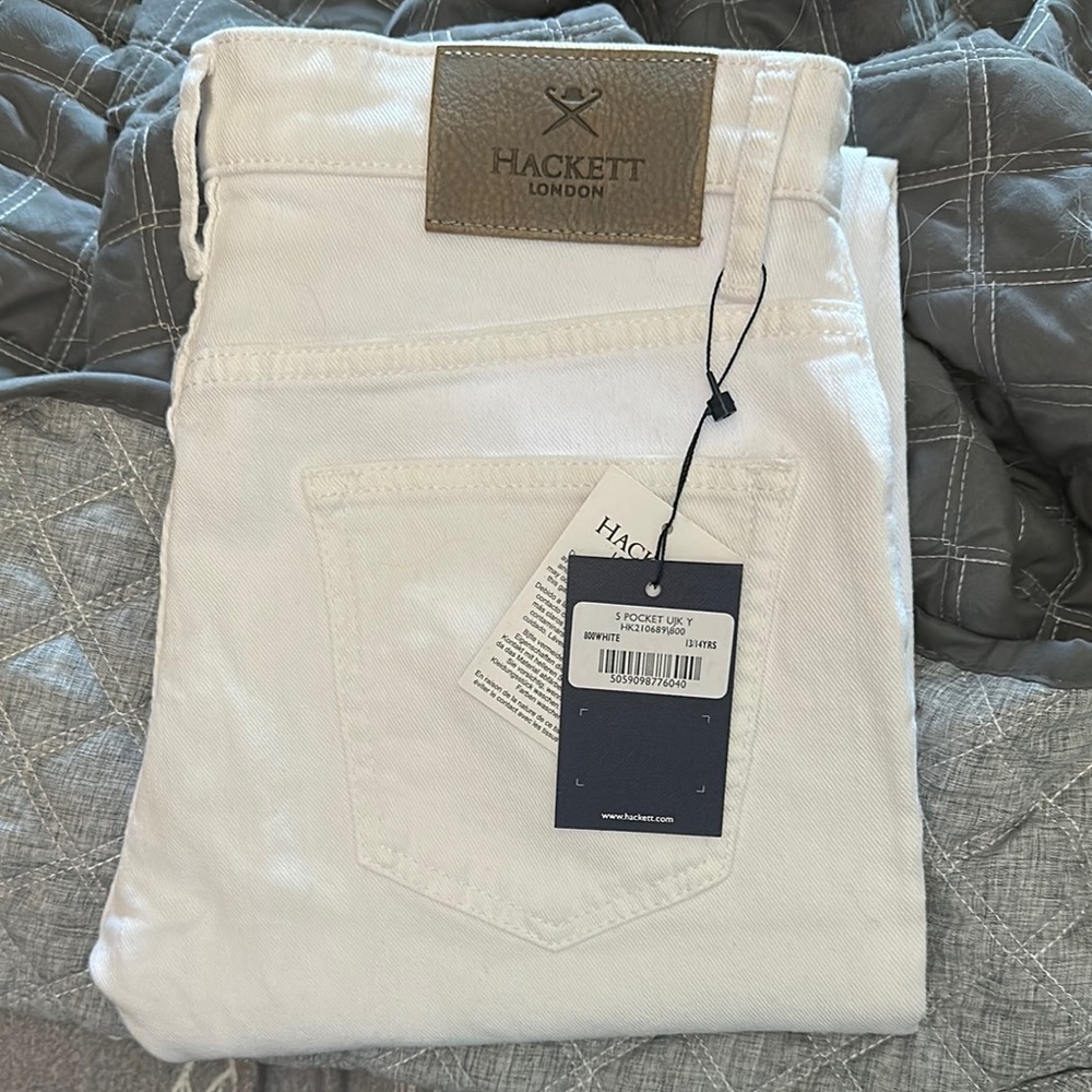Hackett White Jeans Classic Denim Bottoms Sz 13/14 Youth